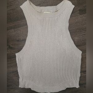 La Hearts Ribbed Knit Tank Top - Cream
